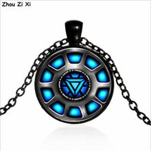 Load image into Gallery viewer, The Avengers iron man - captain America heart time gem necklace