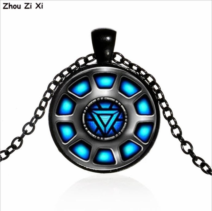 The Avengers iron man - captain America heart time gem necklace