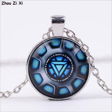 Load image into Gallery viewer, The Avengers iron man - captain America heart time gem necklace