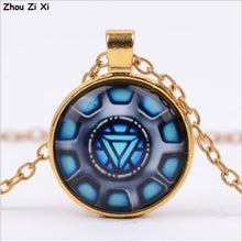Load image into Gallery viewer, The Avengers iron man - captain America heart time gem necklace